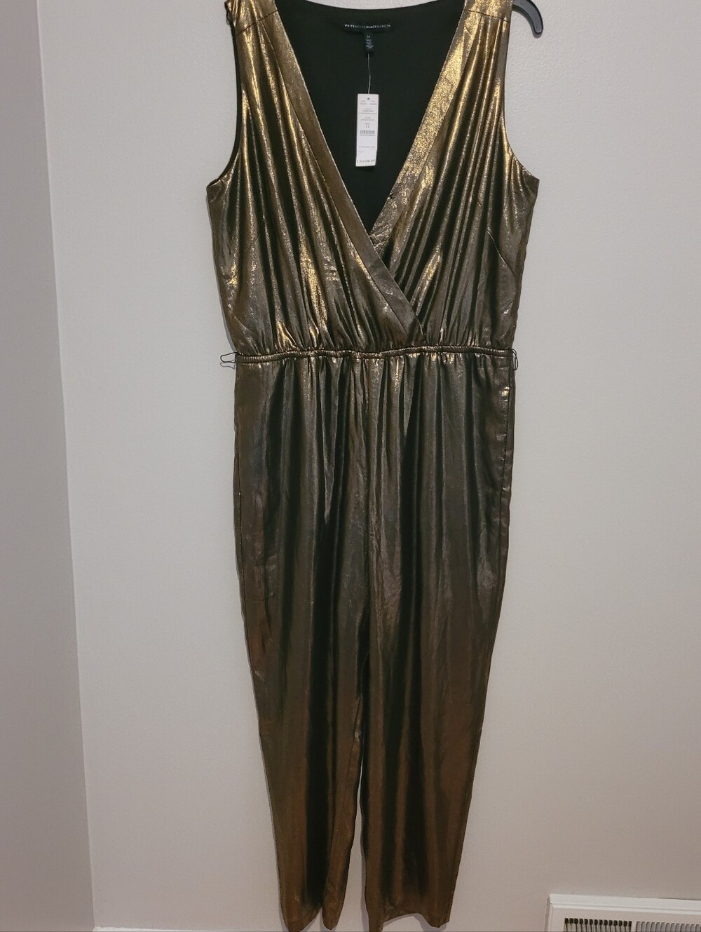NWT White House Black Market Gold Metallic Jumpsuit